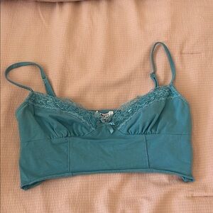 Princess Polly Teal Lace Crop Top